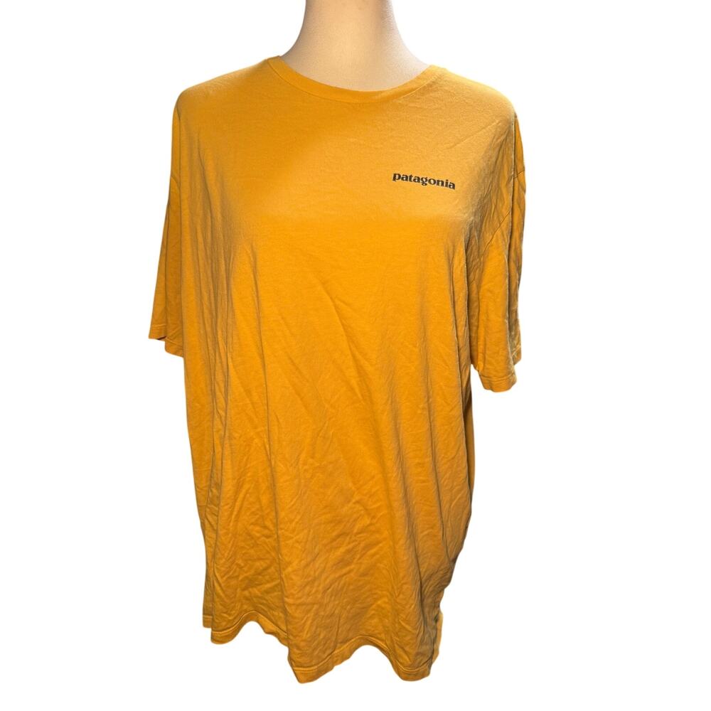 Patagonia P-6 Logo Organic Cotton Yellow Graphic Tee, Regular Fit, Men's Large